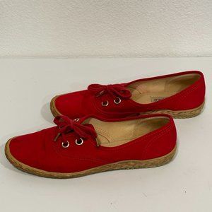 Vintage 80s Grasshoppers Espadrilles Red Canvas Shoes Lace Up Flats Women Size 7